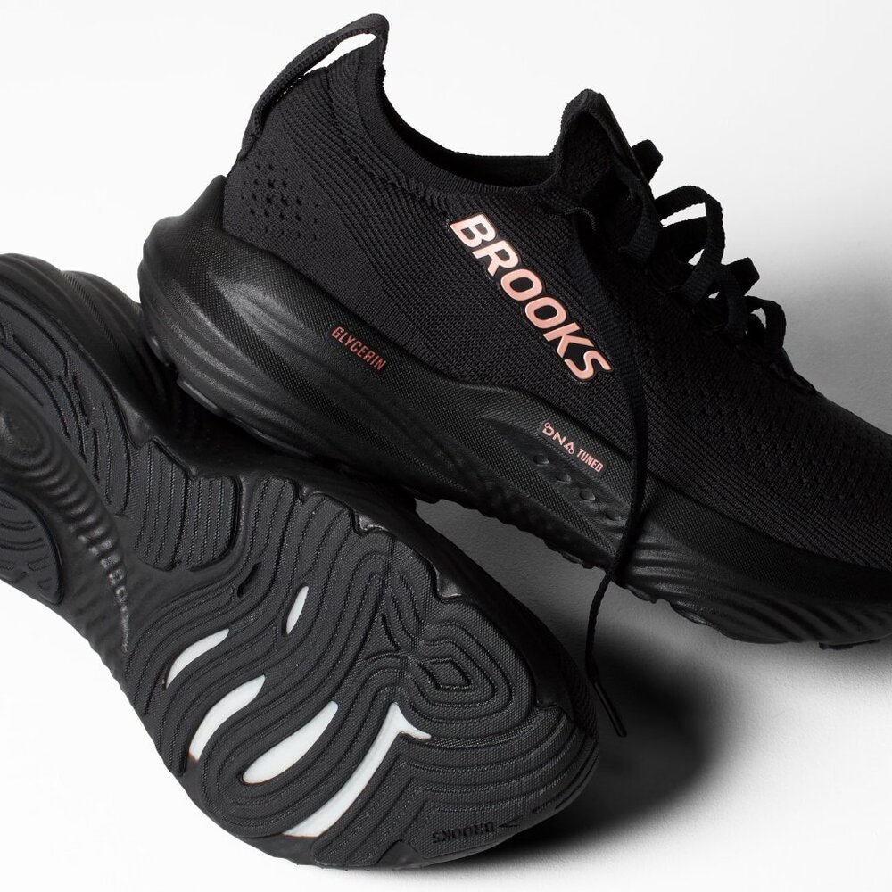 Brooks Glycerin StealthFit 22 Run Walk Gym Cross Train 1204371B Black/Rose Gold